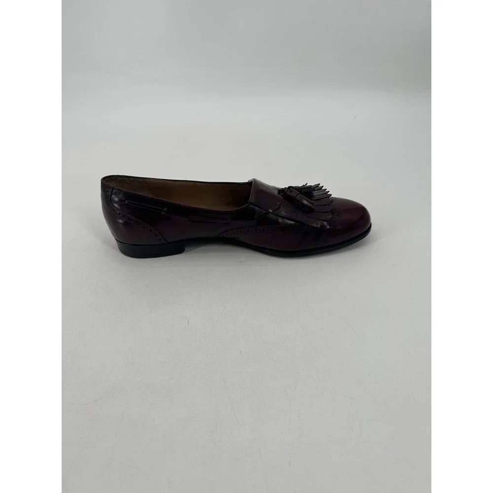 Salvatore Ferragamo Dark‎ Red Burgundy Wingtip Brogue Kiltie Tassel Loafers 10 D